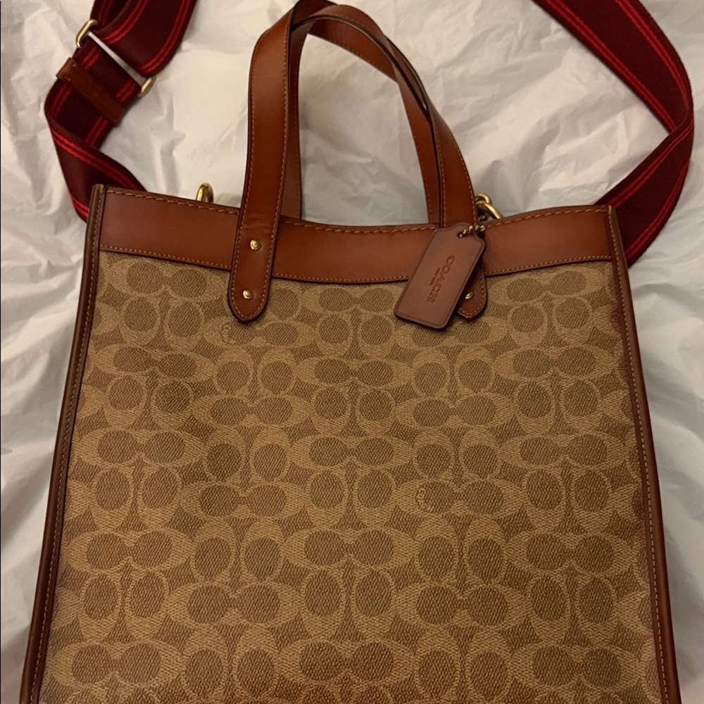 Coach Signature horse and Carriage Tote with guitar Strap